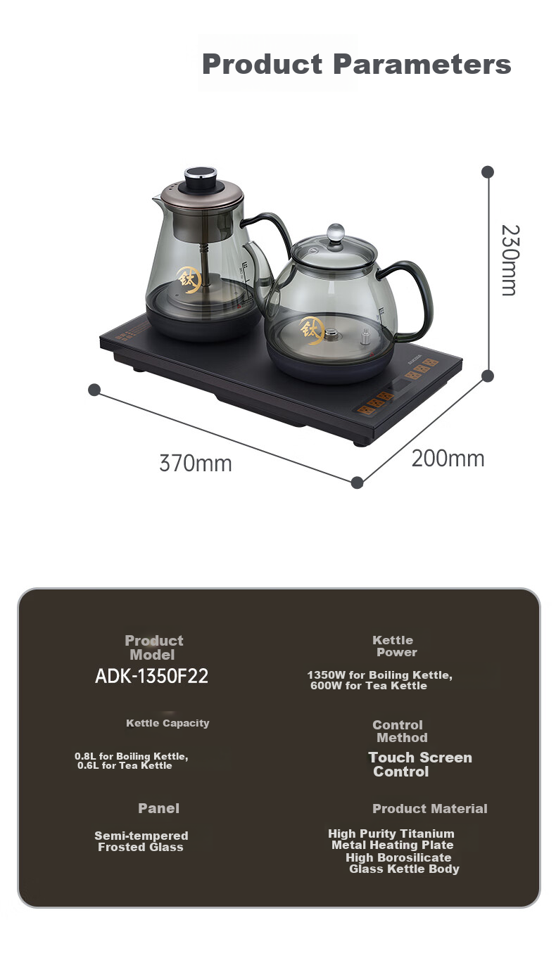 AUCMA Pure Titanium Fully Automatic Water-Boiling Electric Kettle, Tea Table Kettle, Built-In All-In Machine, Electric Teapot, Tea Set, Electric Tea Stove Set, Pure Titanium Double Kettle Steaming And Brewing Tea Model F22 10
