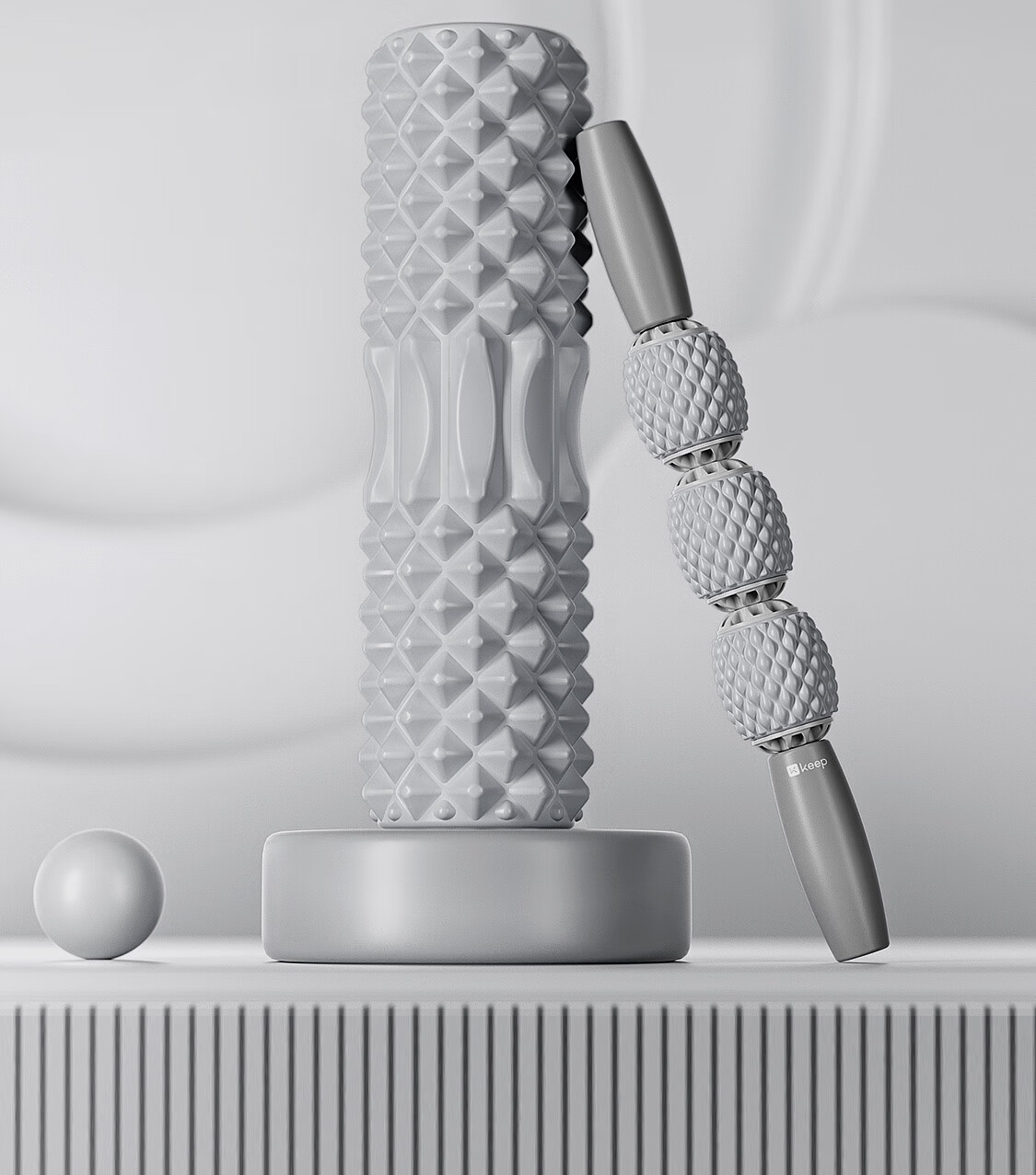 Keep Solid Foam Roller Muscle Relaxation Spiky Massage Stick Roller Yoga Equipment Solid Version 45cm Glacier Gray 26