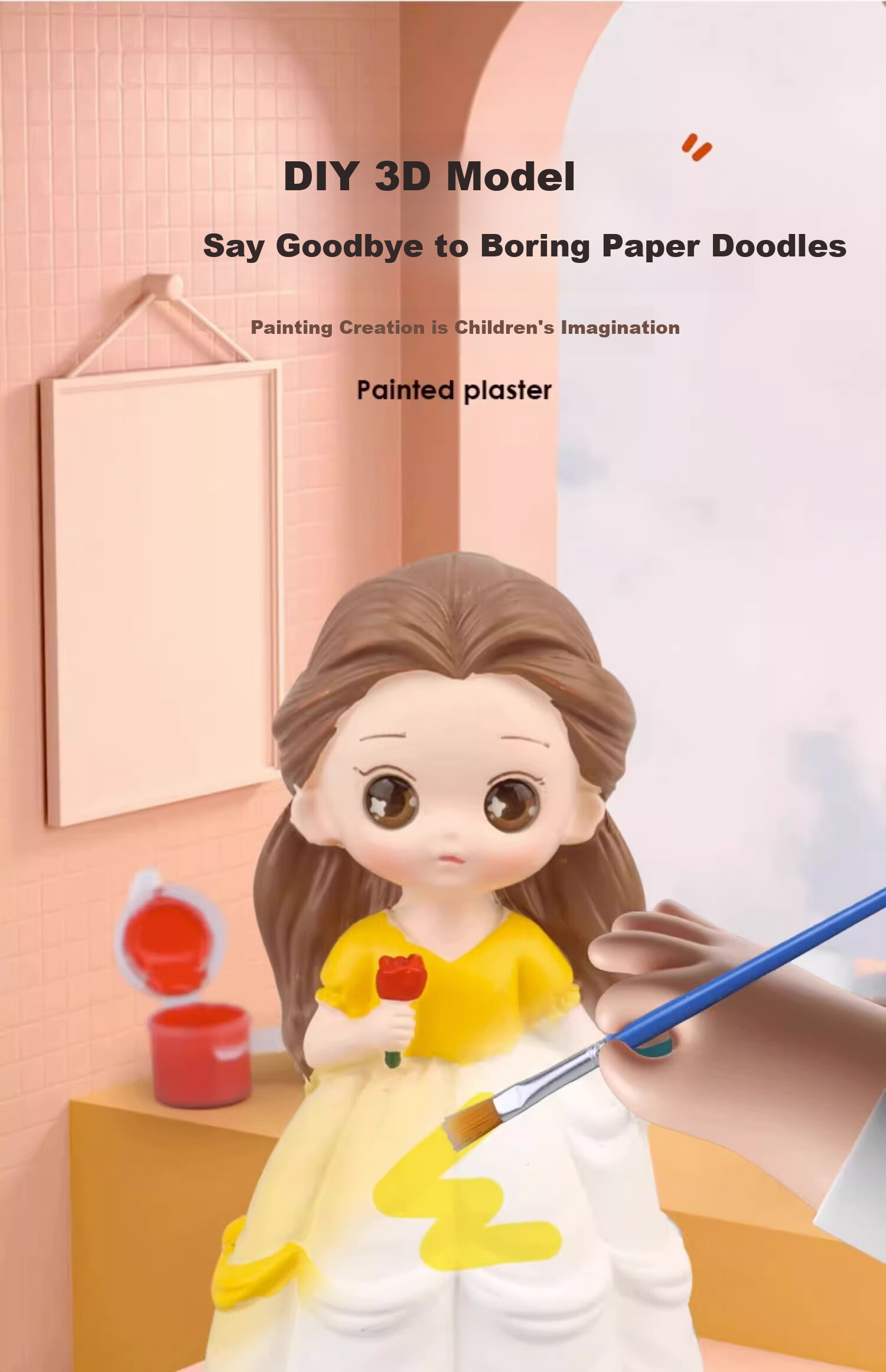 Shangmeibeibei Plaster Doll Coloring Craft DIY Painting Toy for Boys And Girls 3-6 Birthday Gift Princess Series 5