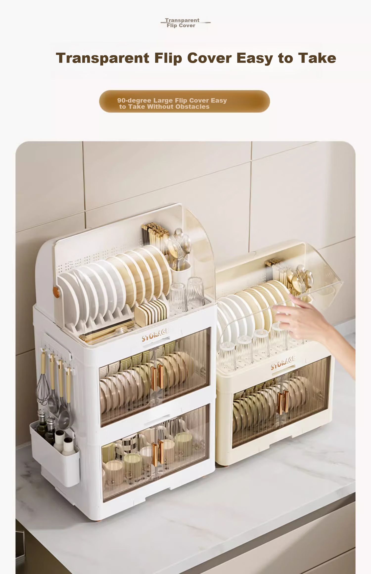 PINYU Kitchen Bowl Rack, Chopstick Storage Box, Household with Lid, Utensil Organizer, Dish Drainer, Plastic Bowl Cabinet 10