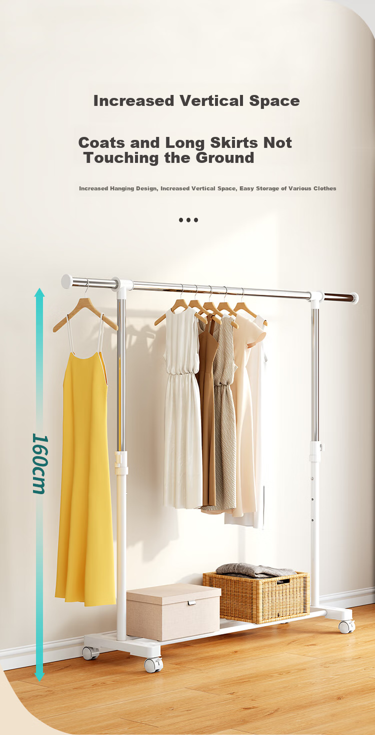 Yicainianhua Clothes Drying Rack, Floor-Standing Single Pole, Simple Dormitory Hanger, Indoor Clothes Rack, Balcony Bedroom Movable Drying Rack, 2518 7