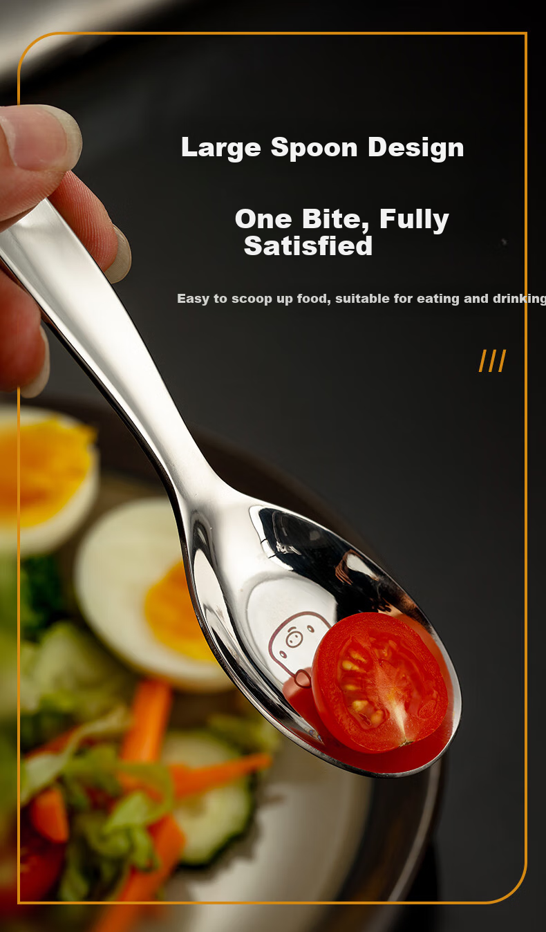 Guangyi 316L Stainless Steel Spoon Children's Fork Spoon Cartoon Spoon Baby Feeding Spoon Training Spoon Baby Tableware GY1279 7