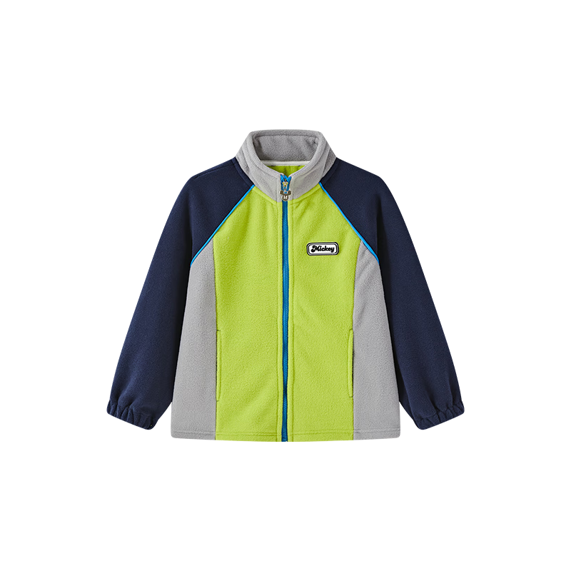 Disney Kids' Hooded Jacket 2026 Spring New Raglan Sleeve Colorblock Top Green 130