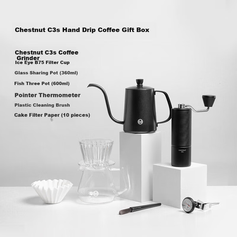 Timemore C3S Pour-Over Coffee Maker Set with Hand Grinder B75 And Filter Cup, Gift Box for Coffee Lovers, Ideal Present