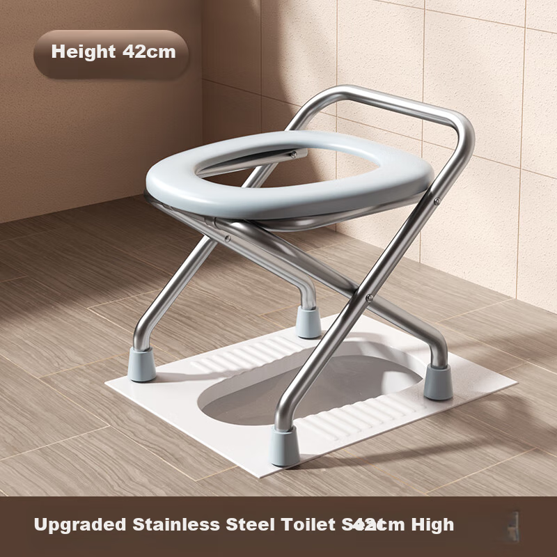 Yagao Stainless Steel Commode Chair, Foldable Portable Toilet Seat for Elderly, Squatting Toilet Chair, Commode