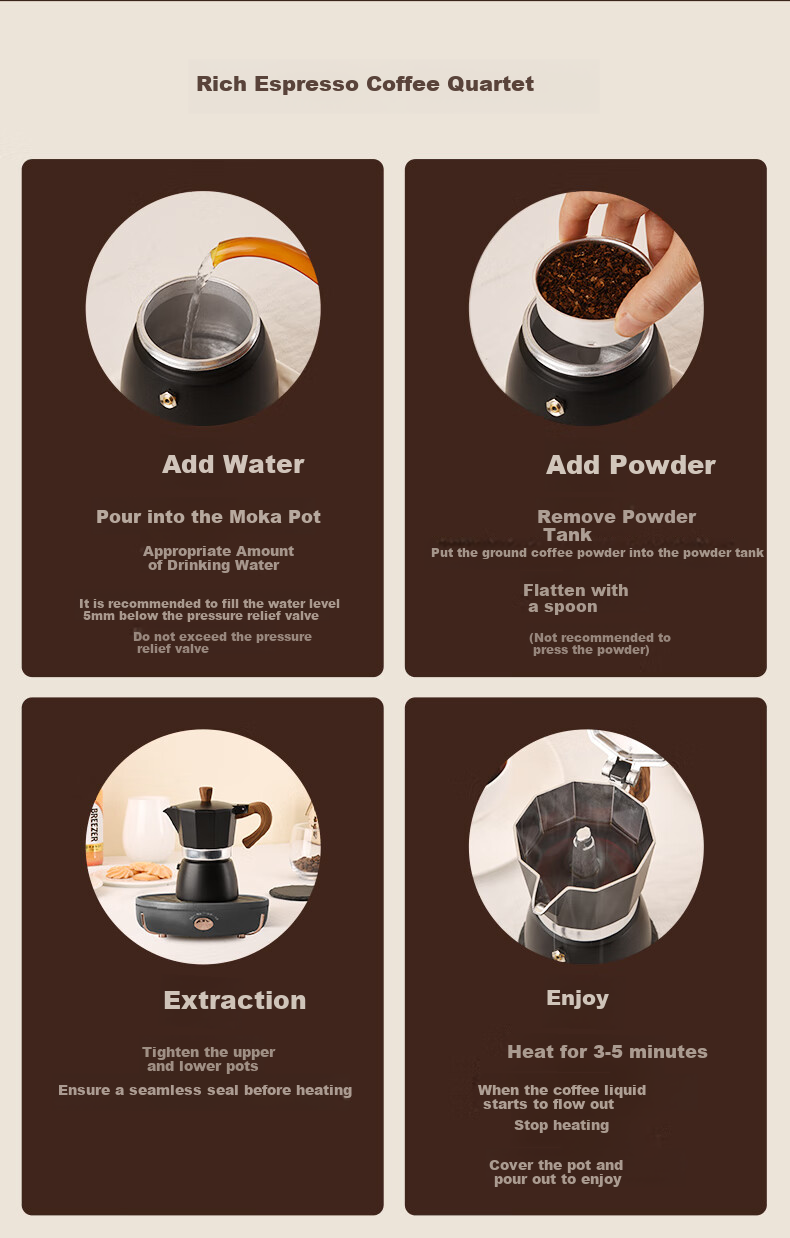 CLITON Mini Moka Pot Electric Stove Ceramic Stove Coffee Maker Tea Maker Tea Brewing Stove Heating Stove Round Edge Off-White 10