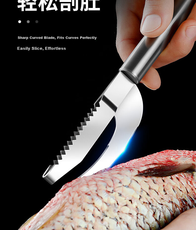 Dipuer 304 Stainless Steel Fish Scale Remover Tool, Fish Scale Scraper, Fish Scale Removal Tool, Fish Scale Brush, Household Multi-Functional Fish Cleaning Knife 9