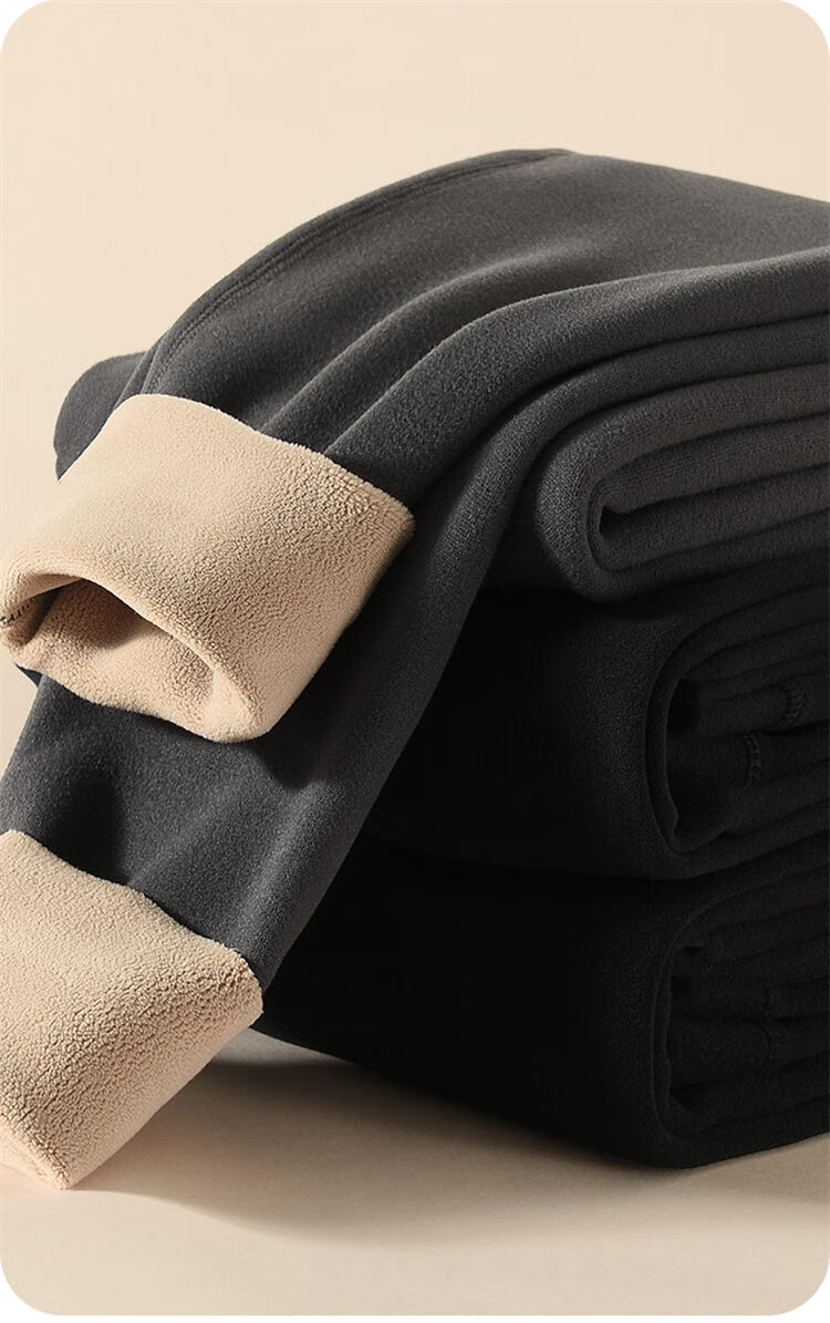 LangSha Men's Thermal Pants Autumn Winter Double-Sided Fleece Thickened Loose Plus Size Cotton Base Layer Pants 2-Pack 2