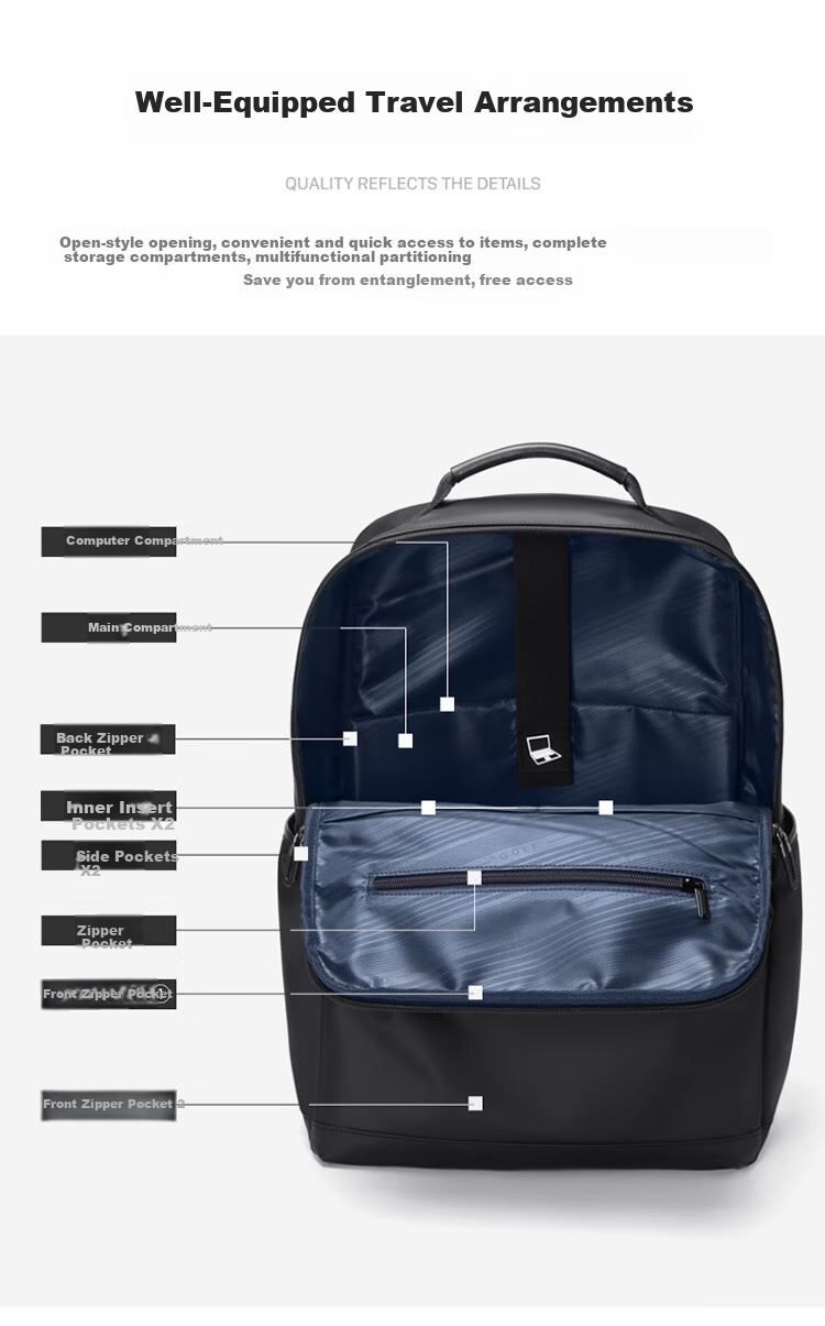 GOLF Backpack for Men, Casual Double Shoulder Bag, 15.6-Inch Laptop Bag, Water-Resistant Student Backpack for Travel And Business Trips 10
