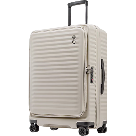 Echolac Front-Opening Luggage, Expandable Trolley Case, High-Quality TSA Travel Suitcase PC183F, 20 Inches, Milk Tea Gray
