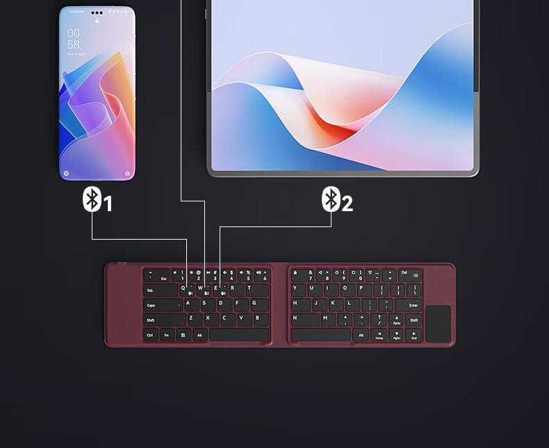 B.O.W Hangshi HB168 [Huawei DFH Authorized] Foldable Silent Bluetooth Rechargeable Keyboard Wireless Portable Universal Keyboard for Mobile Phones, Laptops, Tablets Black 4