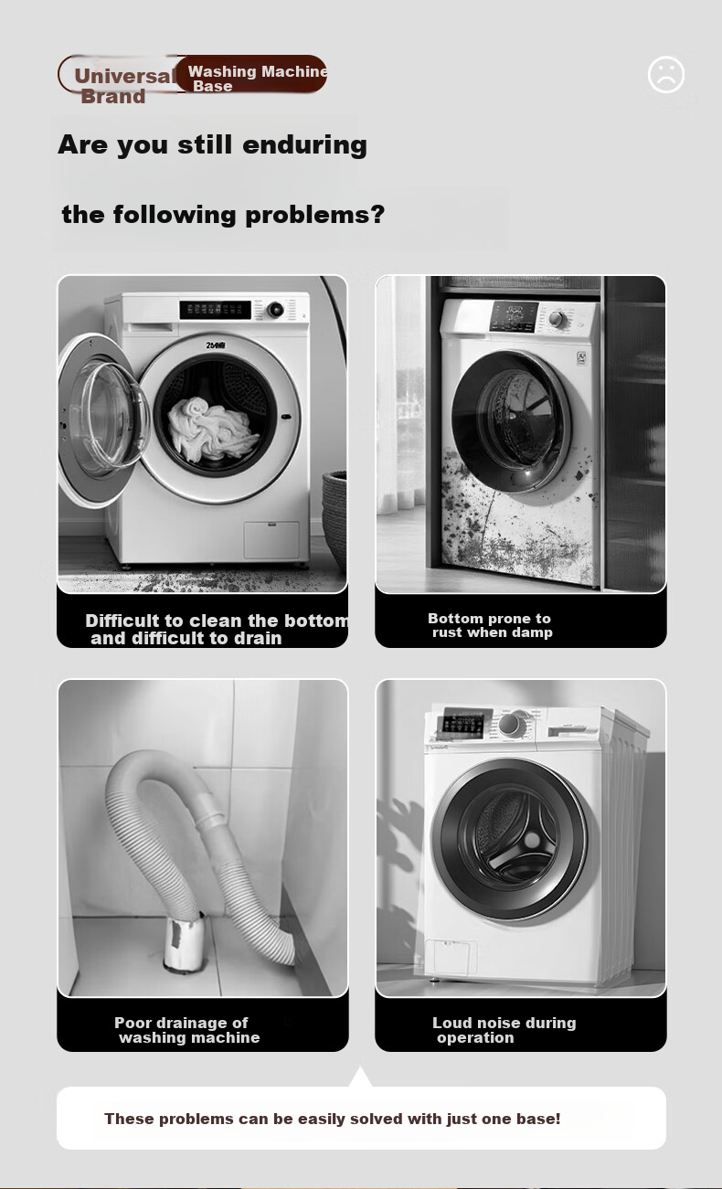 Beishi Washing Machine Base Stand, Fully Automatic Drum And Impeller Support Frame, Non-Slip And Shock-Absorbing Foot Pad, Compatible with Multiple Brands of Refrigerators And Air Conditioners 5