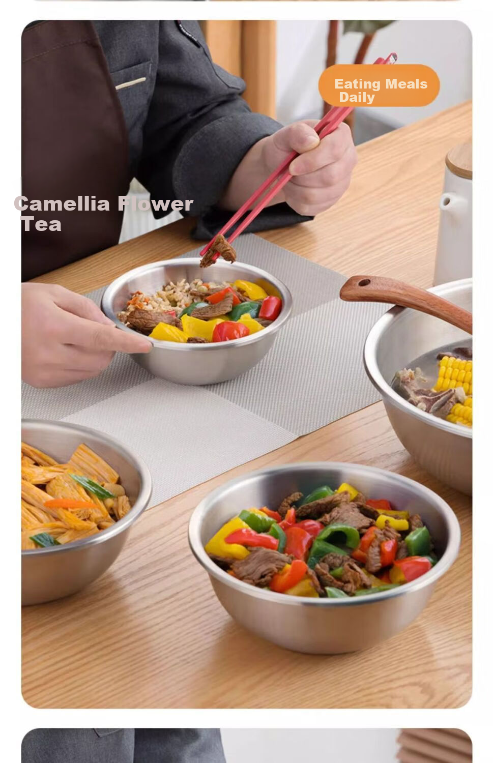 CHAHUA 304 Stainless Steel Kitchen-Specific Soup Bowl And Vegetable Bowl, Thickened Food-Grade Material, Shatterproof Vegetable Washing Bowl And Noodle Bowl, 16cm 14