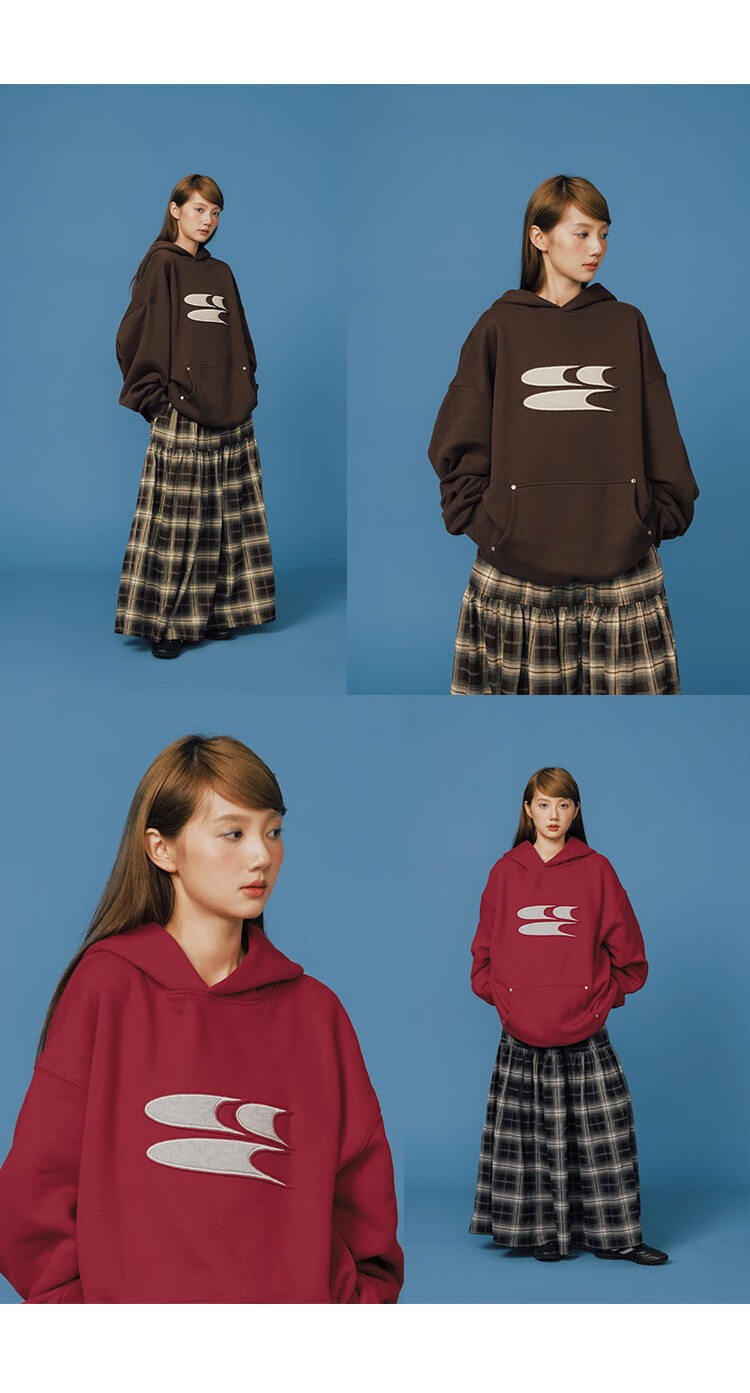 Crying Center Blue Wool Layered 3C Logo Fleece Sweatshirt Deep Blue S [Wen Qi Same Style] 9