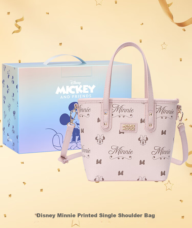 Disney Handbag, Women's Bag, Minnie Shoulder Crossbody Bag, Basket-Shaped Small Purse, Gift Box Packaging, Birthday Present for Girls 14