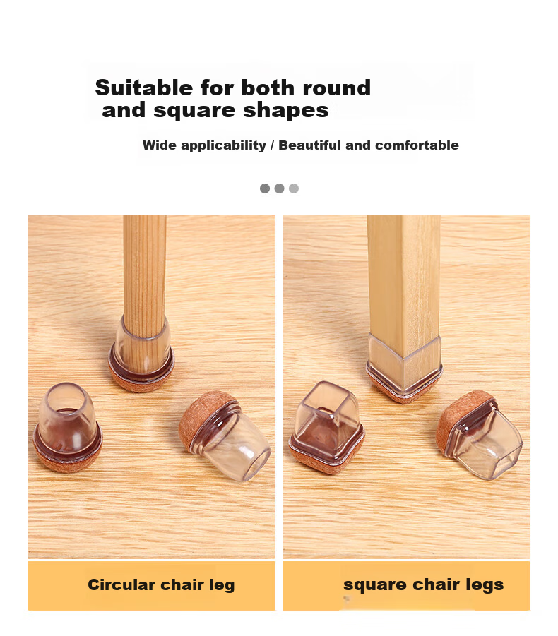 Hujia Chair Leg Protectors, Thickened Table And Chair Foot Pads, Non-Slip Leg Cushions, Dining Chair Furniture Protectors, Square Transparent, 8 Pieces 5