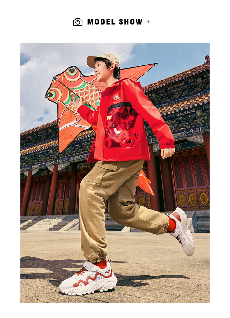 ERKE Kids Boys Girls New Year Coat Children's Four-Protection Technology Thickened Windbreaker Dragon Flame Red 165 13