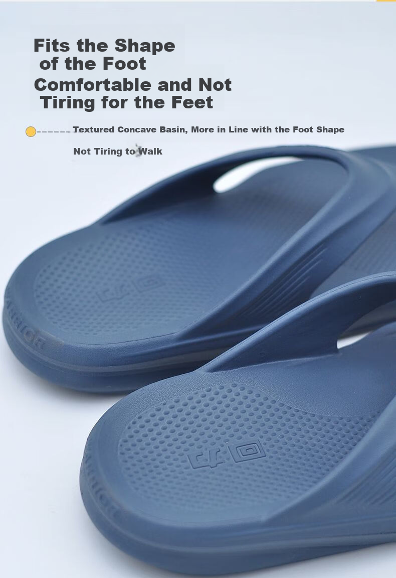 Warrior Flip-Flops for Men, Casual Beach Sandals, Outdoor Wear, Non-Slip EVA, Comfortable Bathroom Slippers, Black, Size 44-45 6