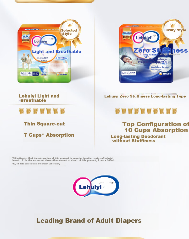 Lehuyi Adult Pull-Up Diapers M Size 60 Pieces (Waist 80-105cm), Breathable And Odor-Eliminating Underwear-Style Incontinence Pads for Elderly 6