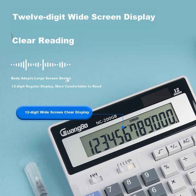 GuangBo Financial Calculator, Solar/battery Large Screen Computer Keyboard Calculator, Office Supplies, NC-200GB