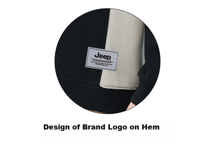 JEEP Men's Sweatshirt, Color Block Design, Heavyweight, Spring And Autumn Long-Sleeve T-Shirt, Loose-Fitting Trendy Base Layer Top, Men's Clothing, Black, 2XL 4