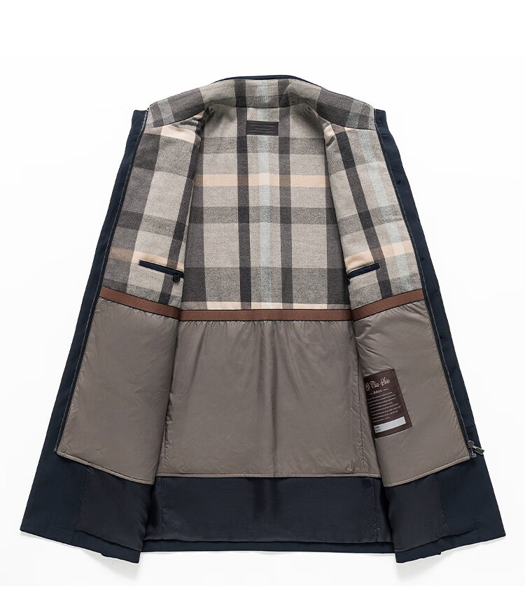 Shanshan [93% Mulberry Silk Lining] Winter Plaid Trench Coat Quilted Thickened Warm Cotton Jacket Business Men's Jacket 11