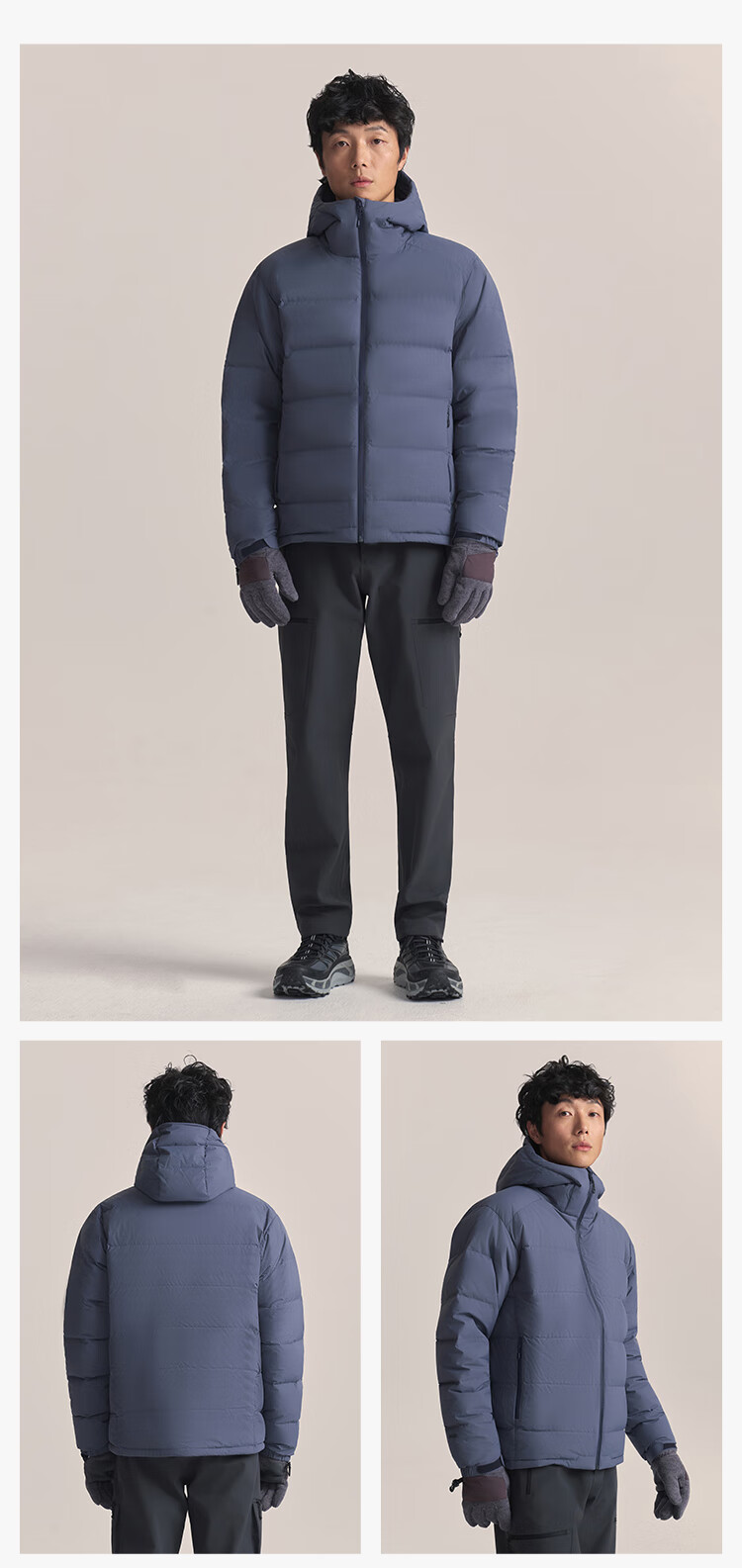 JD Jingzao 25 Winter Cloud Shield Workwear Puffer Jacket Three-Proof Goose Down Outdoor Men's Coat Hooded Obsidian Black 3XL 3