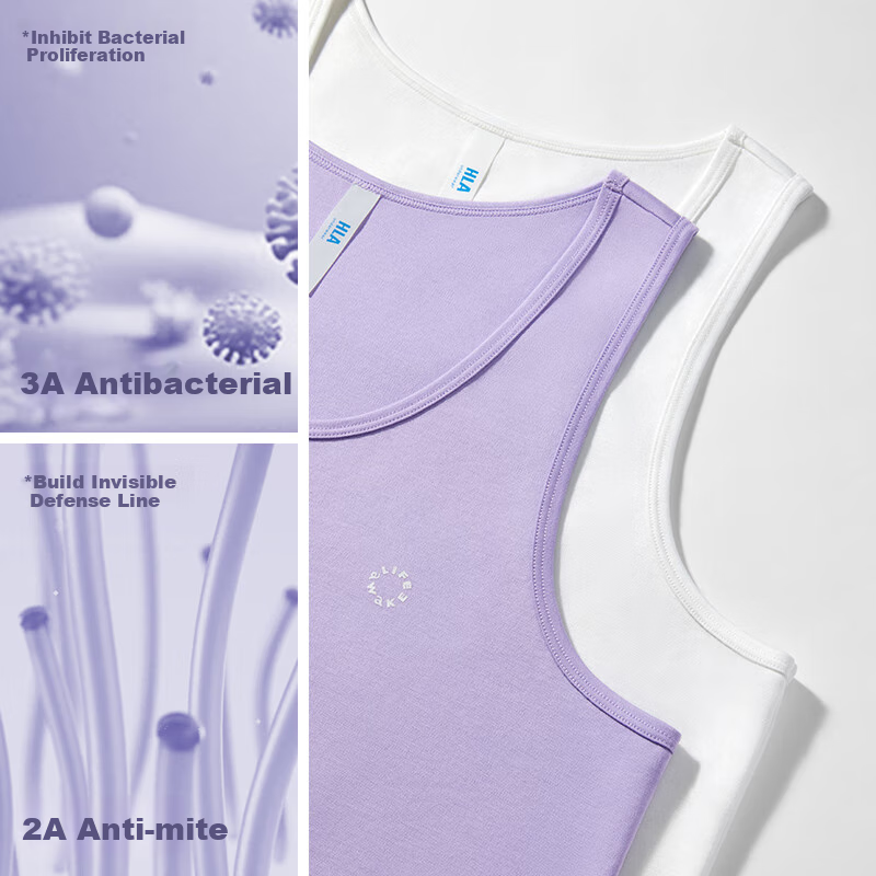 HLA [Light Luxury Vacation] Sleeveless Tank Top for Men, Zero-Carbon Tencel Antibacterial Anti-Mite Basic Undershirt Thin Vest