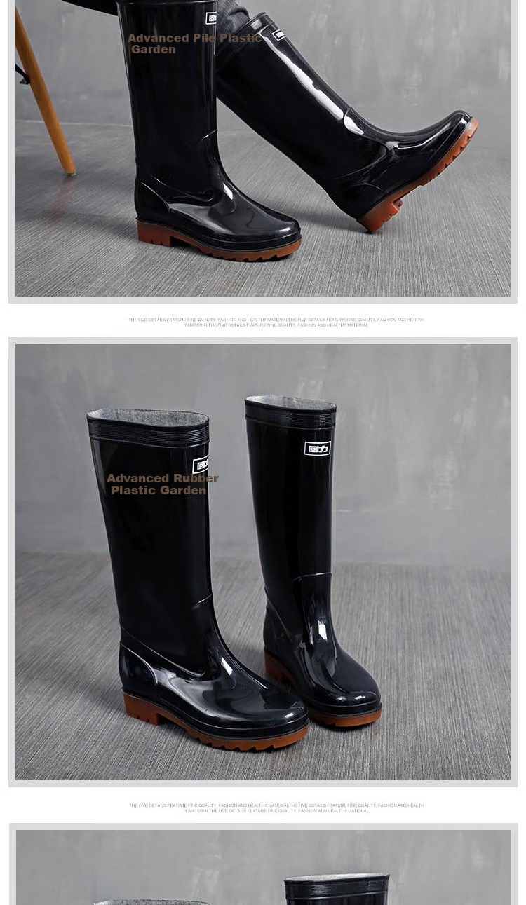 Huili Men's Stylish Rain Boots, Water Shoes, Outdoor Waterproof Non-Slip Wear-Resistant Comfortable Overshoes HL857 High-Top Black Size 40 9