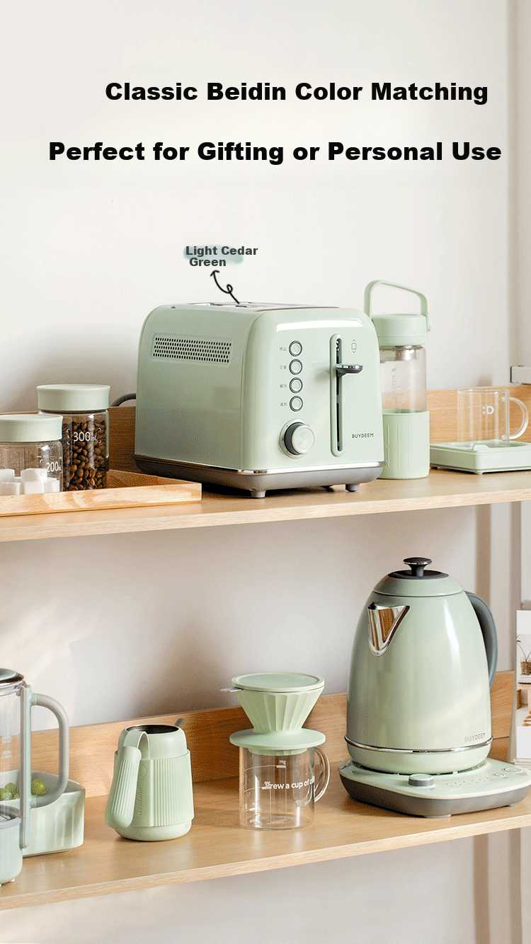 Buydeem Bread Maker Multifunctional Automatic Toaster Home Toasting Machine Toast Oven Waffle Maker Quick Reheating Bread Toaster [Light Pine Green] 11