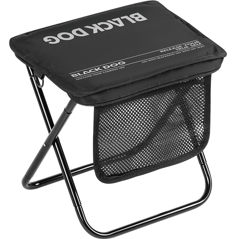 Black Dog Aluminum Alloy Folding Stool Outdoor Camping Portable Chair Queue Seatless Tool Night Black Upgraded Version