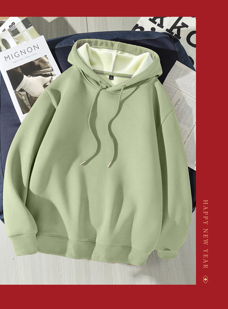 JEEP SPIRIT Men's Hooded Sweatshirt Winter Fleece Warm Burgundy Year of the Horse Pullover Sports Casual Top 2