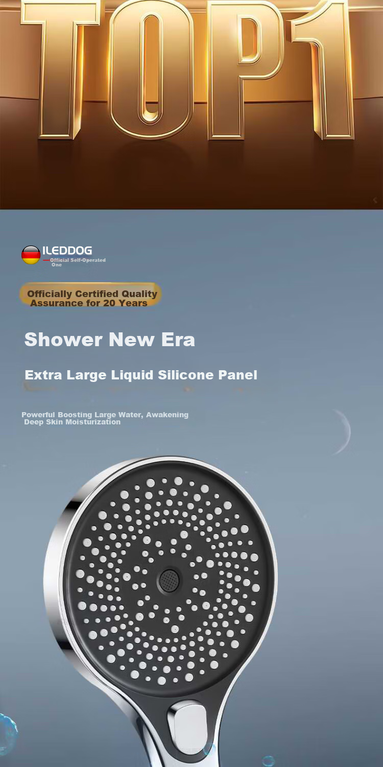 ILeddog [Germany], Pressurized Shower Head, Bathroom Bathing, Multifunctional Handheld Shower Head Set, HL-005 2