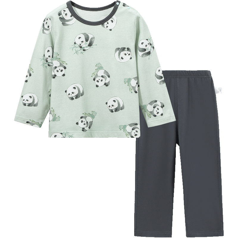 YUZHAOLIN Children's Pajamas Spring Boys' Home Wear Set Pure Cotton Air Conditioning Clothes Children's Clothing Full Print Zoo
