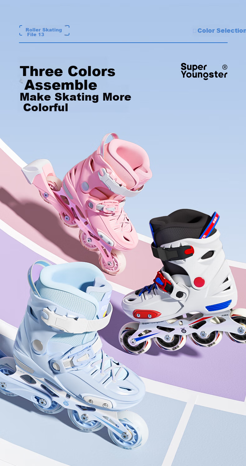 Xiaozhuangyuan S5 Flat Roller Skates for Children, Professional Inline Skates with Full Lighting, Suitable for Primary And Secondary School Students, Birthday Gift, Pink, Size M 15