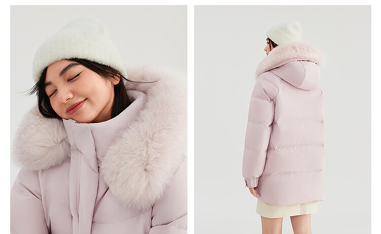 Bosideng Off-Season Women's 90% Down Thickened Stand Collar Loose Mid-Length Large Fur Collar Mall-Style Down Jacket 7