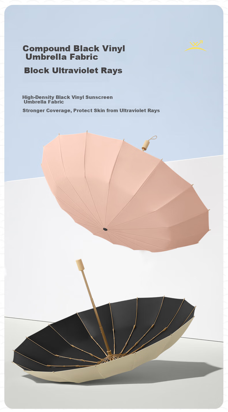 MAYDU Large Sun Umbrella, Three-Fold Sunshade, UV Protection, Shade Umbrella M3318 Cool Mint Gree 3