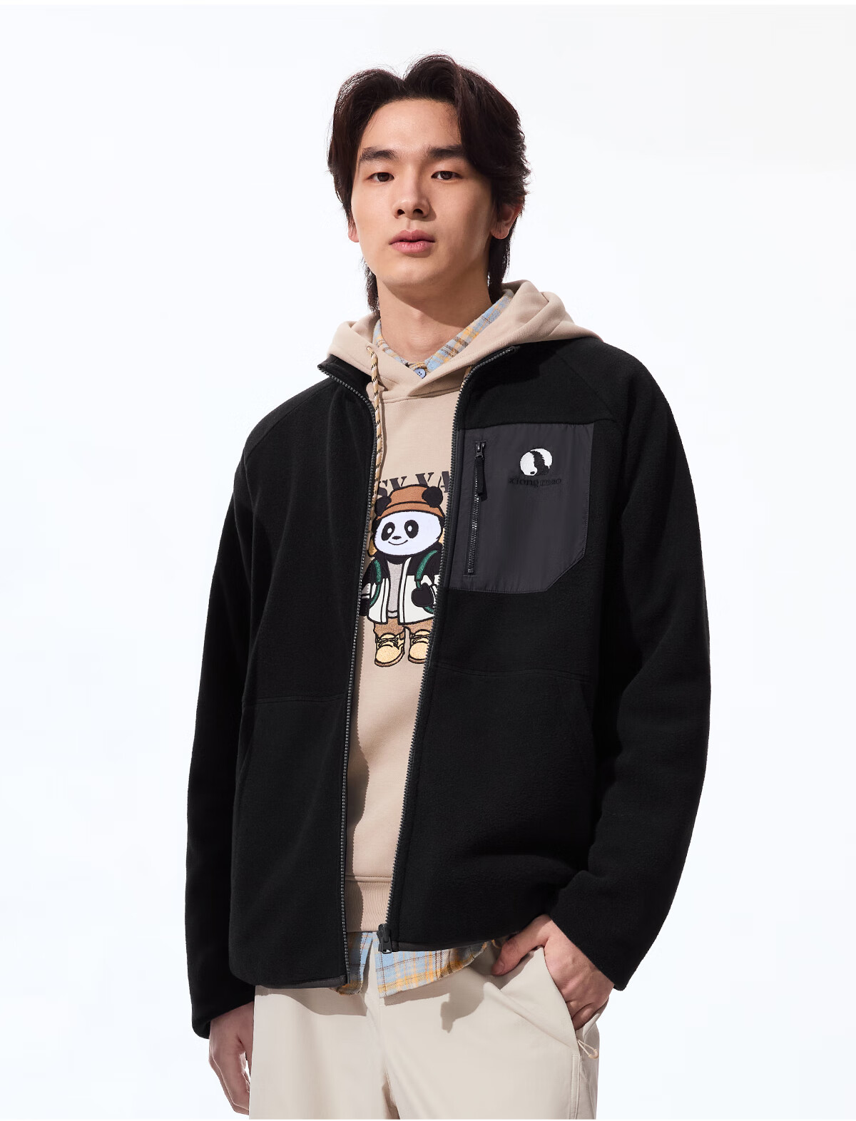 Panda Camel Series Outdoor Fleece Jacket Men and Women Autumn Winter Mountaineering Polar Fleece Coat Inner Liner 1220, M 37