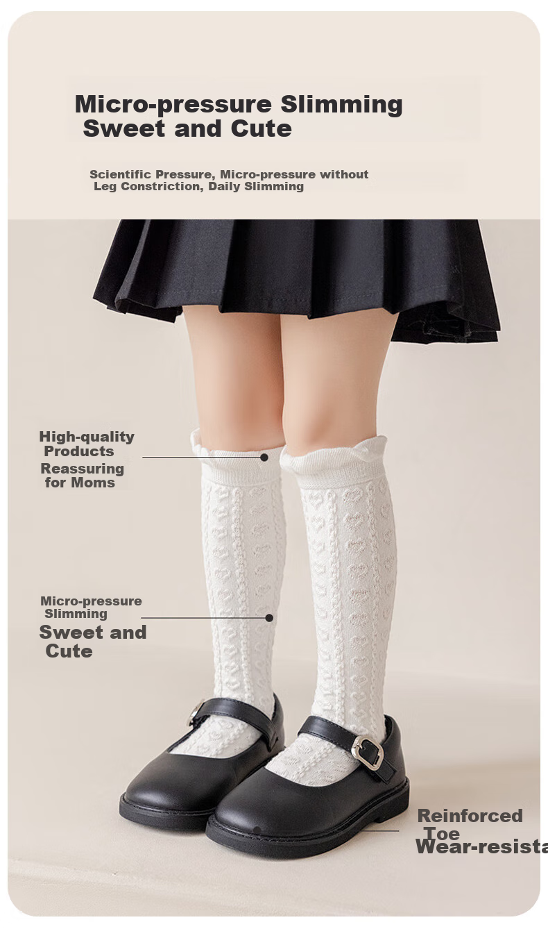 Aibaoshi Girls' Socks, Spring And Summer Style, Tights, Children's Lolita Long Tube Mesh Socks, Size M, Bow Tie T137 3