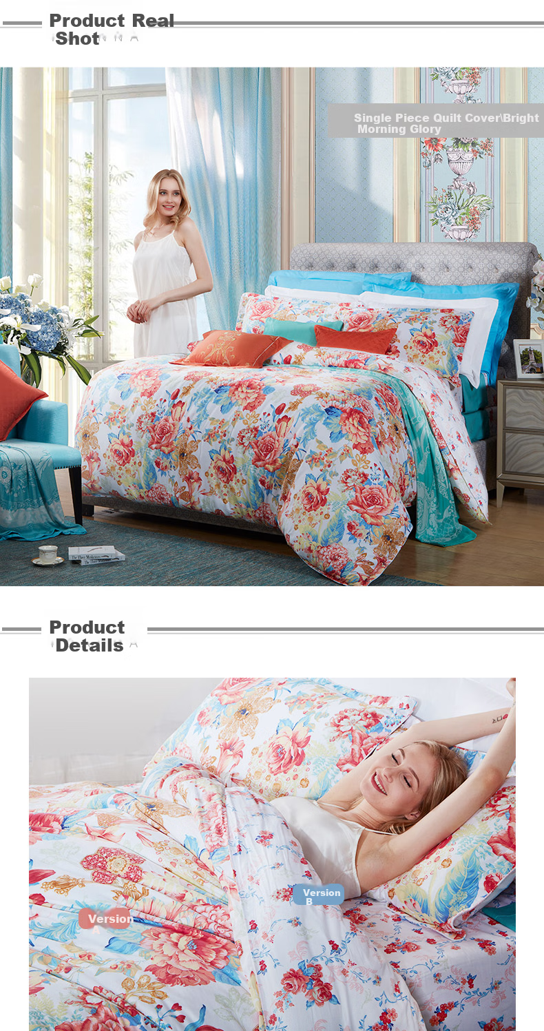 FUANNA Duvet Cover Single Piece Pure Cotton 60 Count Long-Staple Cotton Sateen Duvet Cover All Cotton Double King Size Bedding Cover for 1.8m Bed 6