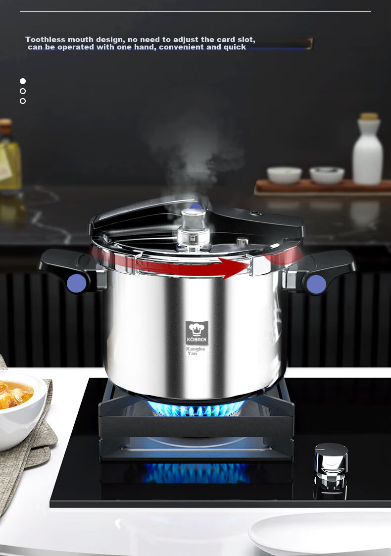 KOBACH German-Style Pressure Cooker, 304 Stainless Steel, Multi-Layer Explosion-Proof, One-Handed Opening And Closing, Foldable, Can Stand Or Be Placed in Dishwasher 5