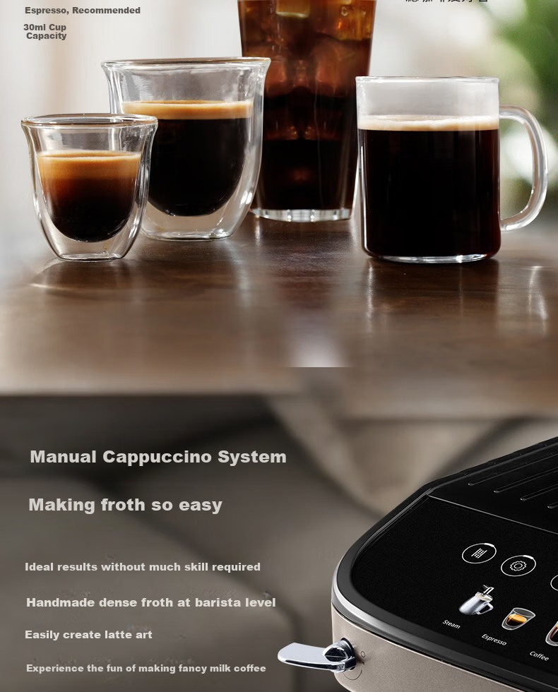 Delonghi Imported Italian Fully Automatic Coffee Machine E MAX Home Use Bean And Ground Coffee Dual-Use Simple Control Manual Milk Frother System 13 Grinding Levels Automatic Cleaning EMAX One's Member 9