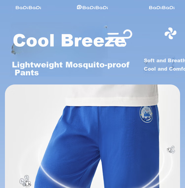 Badibadi Summer Infant And Toddler Pure Cotton Mosquito-Repellent Pants, Versatile Sports Trousers for Boys And Girls, Baby Clothing, Round Logo Little Rabbit, Size 90 1