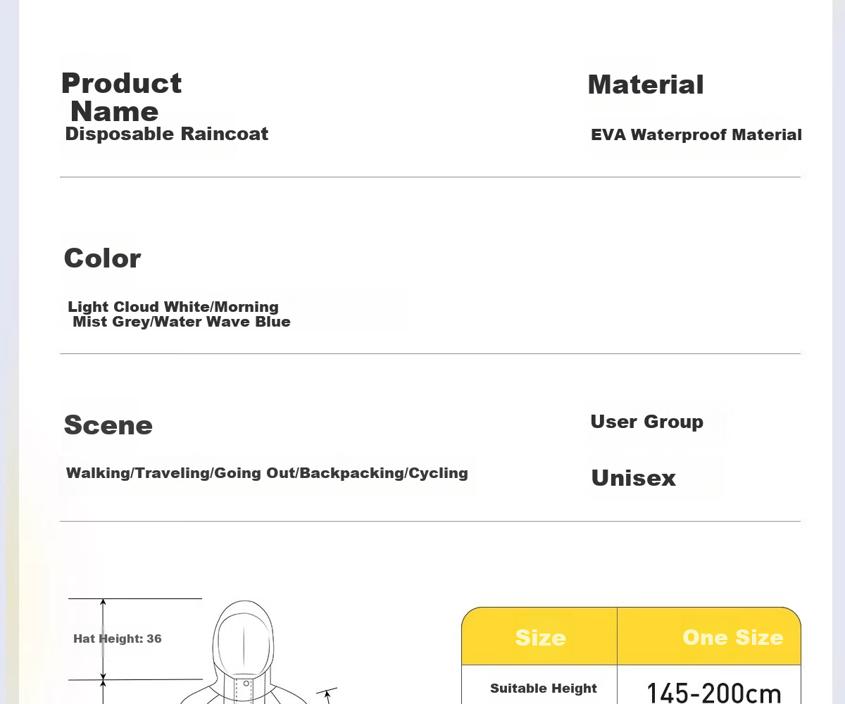 ToMill Reusable Raincoat, Thickened Adult Portable Rain Poncho for Outdoor Cycling, Hiking, Trekking, Long Style with Hood 11