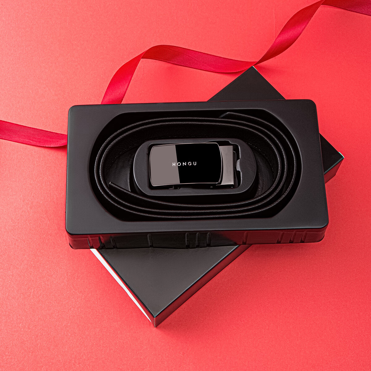 HONGU Men's Genuine Leather Automatic Buckle Belt Casual Waistband Youth Pants Belt Gift Box 120cm New Year Birthday Gift 2