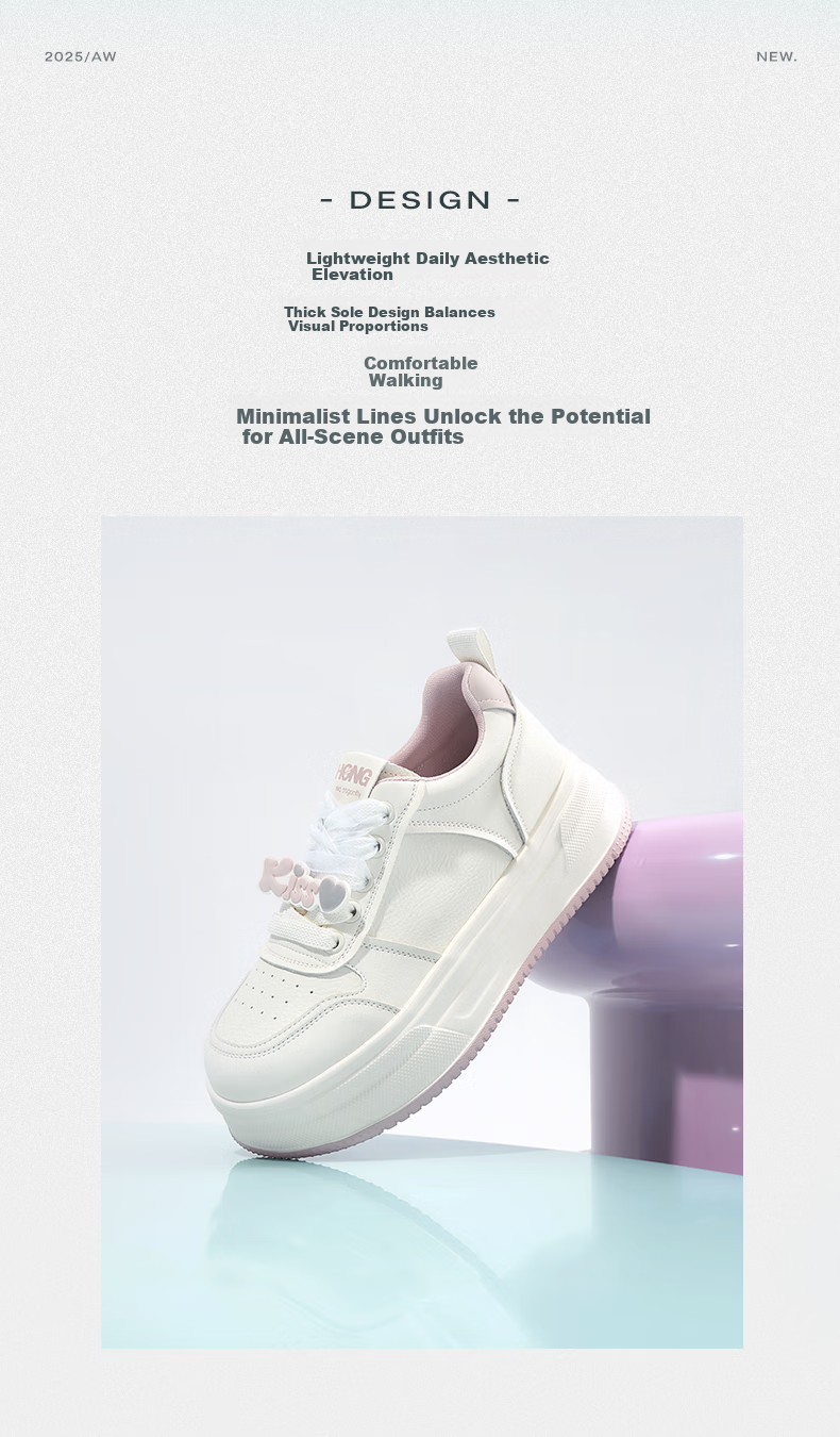 Red Dragonfly Thick Sole White Sneakers Casual Fashion Height Increasing Comfortable Women's Sneakers WTB35009 Beige/Purple 37 1