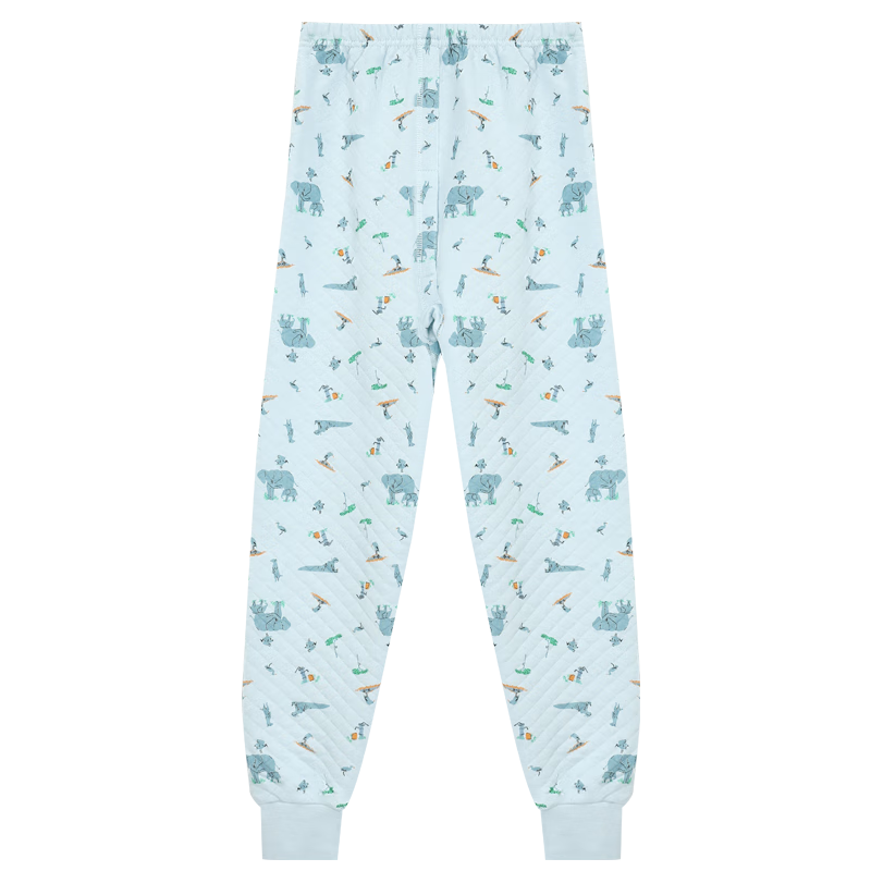 Hodohome Boys' Antibacterial Three-Layer Thickened Cotton-Padded Thermal Pants Autumn Air Layer Sleepwear 271 Blue Size 160