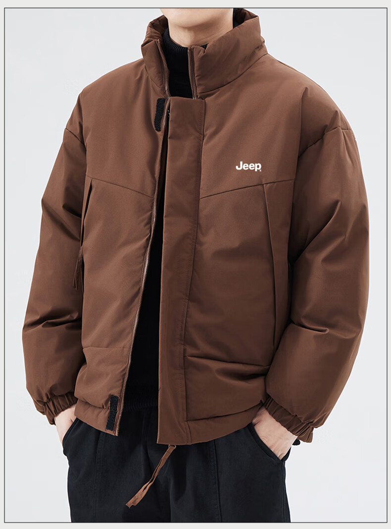 JEEP Men's Thickened Warm Windproof Cotton Padded Jacket Loose Casual Winter Coat 8