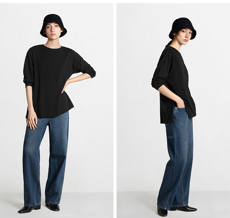 Semir Women's Loose-Fit Long-Sleeve T-Shirt, Thermal Pure Color Autumn And Winter Fleece Top 109725101002 7