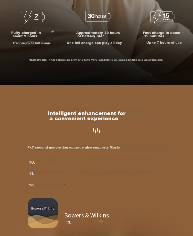 Baohuaweijian [Renovation Subsidy] Bluetooth Headphones Px7S2e, Over-Ear Wireless HIFI Active Noise Cancellation Smart Music Earphones, Px7 Second Generation Upgraded Version, Deep Cloud Gray, Mid-Autumn Festival Gift 11